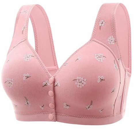 Bügelloser BH in Übergröße für Damen und Damen, Gänseblümchen-BH, Frontverschluss, Sport-BHs, Schönheitsrücken, volle Abdeckung, bequem, leicht zu schließender BH, Frontschnalle, Korsett, rose gold,