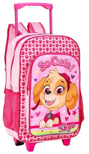 Top Linen Kids Travel Trolley Backpack - Wheeled Suitcase Rucksack Bag - Children Favourite Characters Foldable Carry-on Luggage Carrier Bag - Deluxe Paw Patrol So Cute Back Pack