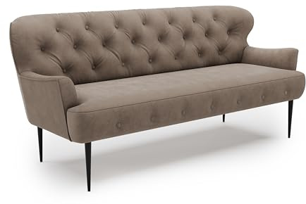 CAVADORE Sofá de Cocina Amba, de 3 plazas, Banco Moderno para Cocina o Comedor, 193 x 97 x 87 cm, Tejido Plano: marrón Claro