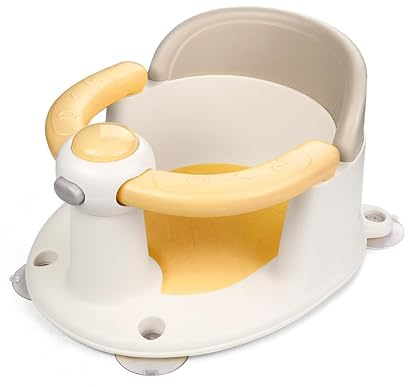 EzyWay Baby Badewannensitz ab 6 Monaten, rutschfester Kleinkind- & Neugeborenen-Sit-up-Badesitz (Gelb)