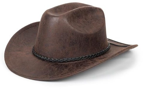 INOGIH Western Cowboy Hat for Men Women Classic PU Leather Roll Up Fedora Hat Outback Tourist Knight Hat