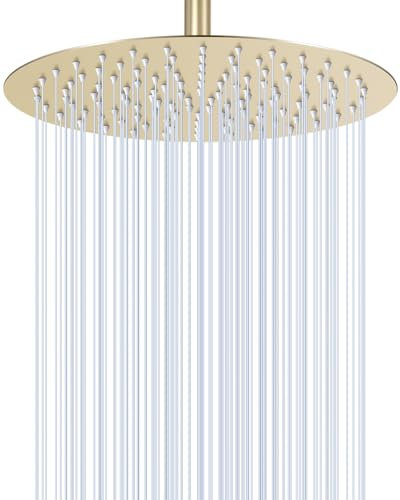 KINLIV Soffione doccia a pioggia da 30,5 cm, in acciaio inox spazzolato, con 120 ugelli in silicone, stile moderno