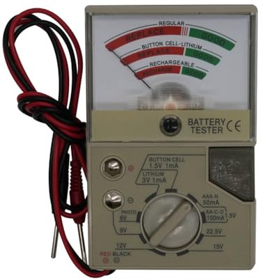 Comphic Testeur de Batterie avec Compteur Testeur de Tension Électrique pour Piles Bouton AA AAA Testeur de Batterie Vérificateur