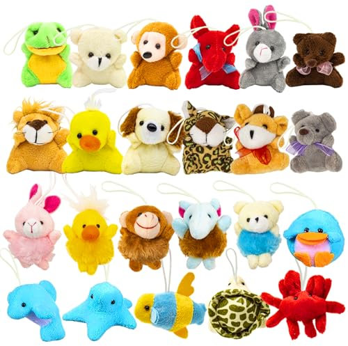 Celestia 24 Pack Mini Plüschtiere Set, Kuscheltier Tiere Schlüsselring Anhänger, Mini Plüsch Schlüsselanhänger Kinder, plüsch schlüsselanhänger für Kinder Osterspiele Klassenzimmer Preise
