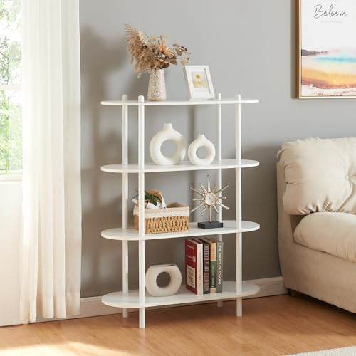 [en.casa] Bücherregal Øvre Standregal mit 4 Ablagen Bücherschrank Regal 108x80x30 cm Weiß