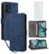 IUQXU for Motorola Moto G35 5G Wallet Phone Case with Screen Protector [RFID Blocking] Leather Flip Card Holder Kickstand Strap Women Men Cell Phone Case for Motorola G35 G 35 MotoG35 5G Blue