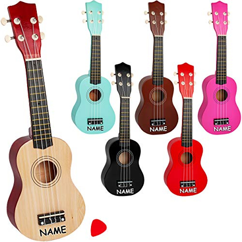 alles-meine.de GmbH Ukulele - aus Holz - Motiv & Farbwahl - bunt - inkl. Name - 55 cm / 21 inch - Klassik - akustische - Kinder & Erwachsene - mit Plektrum - 4 Saiten/Seiten - ..