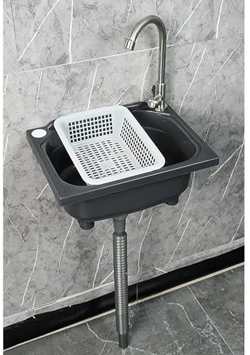 XRB2050 Lave Mains Rectangulaire, Lave Main Noir Montage Mural, 38.5x28.5x15 cm Lave Mains Plastic Pour Salle De Bain Cabines de Toilettes Vestiaires ou Buanderies D Robinet Froid Simple