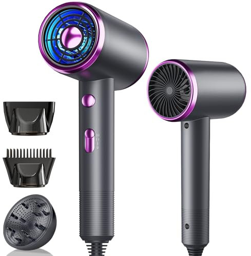 CUGEFRE Asciugacapelli a Professionale Ioni Negativi, Hair Dryer, 60,000 RPM, 3 Livelli Aria Fredda/Calda, Riscaldamento Rapido, Temperatura Costante, Silenzioso con Distributore di Calore e Ugello