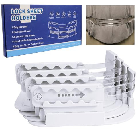 Zayin Verstellbarer Bettlakenspanner – 4-stufig höhenverstellbar, für Matratzen über 7cm, hält Bettlaken straff & faltenfrei, rutschfeste Fixierung, einfache Installation – Weiß