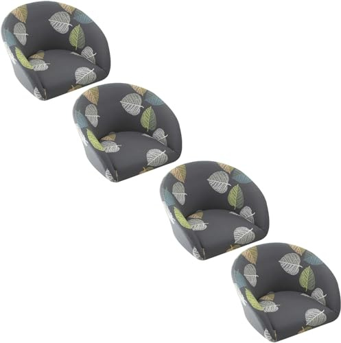 seokor 1/2/4 Piezas Fundas de Silla Comedor con Brazos, Fundas para Taburetes de Bar con Respaldo Redonda, Cubiertas para Sillas de Bar Giratoria para Salón Oficina Cocina Decor Hogar(B15,4PCS)