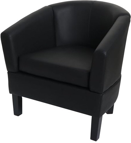 Mendler Lounge-Sessel HWC-O17, Sessel Clubsessel Cocktailsessel, FSC®-Zertifiziert Kunstleder - schwarz