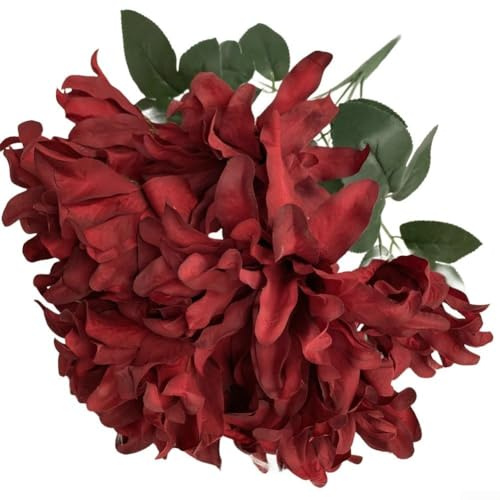 Ramo de dalia bellamente elaborado para fotografía y manualidades, 45 cm, arreglo floral morado y azul (rojo)