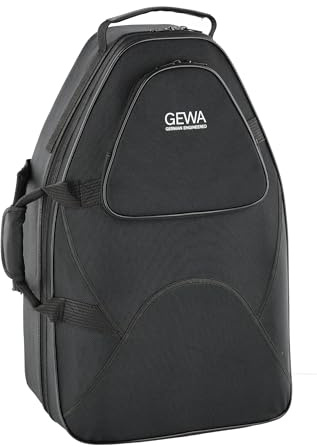 GEWA Waldhornkoffer Symphony für Waldhorn mit abnehmbaren Schallstück, Nylongewebe, Fiberglaskern, inkl. Rucksackriemen, individuell einstellbare Innenaustattung, Zubehör- und Notentasche, schwarz