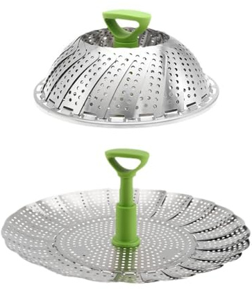 Cesta Vaporera Plegable De Acero Inoxidable for Cocinar Verduras, Bollos Al Vapor O Como Plato De Frutas. Material: Acero Inoxidable Y ABS(S)