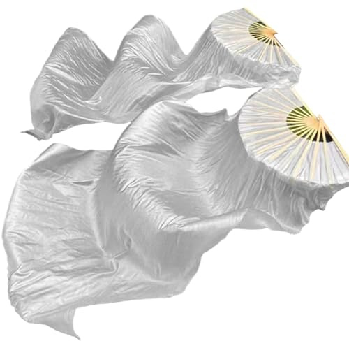 Tillbedjan flaggor för danskyrka 2 st 183 cm silkesliknande beröm dansflaggor vit fläkt slöja streamers med justerbart bambuhandtag