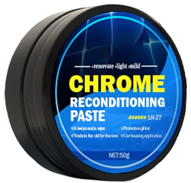 Crema per lucidatura cromata – Restauratore di cromo multiuso, detergente antiruggine, vernice metallica sicura per la verniciatura, composto di finitura lucida con facile applicazione | Solut