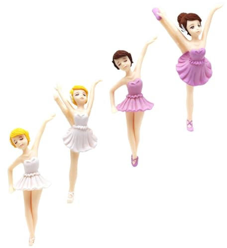 FELTECHELECTR 4 Stück Ballerina Kuchen Deko Weiße Tortendekoration für Geburtstagstorten Dessert Ornamente für Party Backen