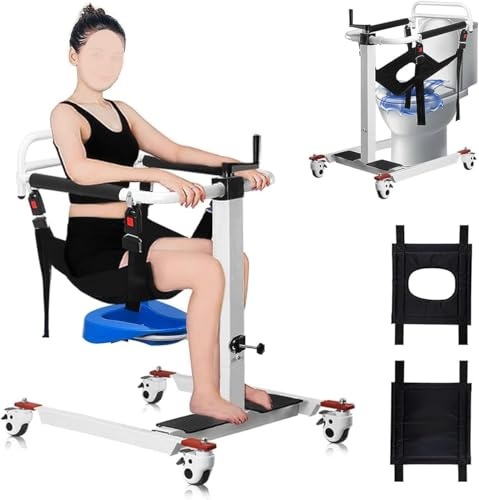 Chaise de transfert pour patient, aide à soulever portable pour personnes âgées, fauteuil roulant de transport avec roulettes, chaise percée de salle de bain, douche, toilettes, bassin de lit inclus