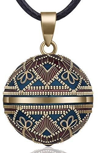 EUDORA Harmony Ball Vintage Bisuteria Collares de Mujer, Llamador de Angeles Embarazada Floral Vintage Colgantes de Mujer Primer Embarazo Mamá Regalos Originales para Mujer Hermana, 114,3cm