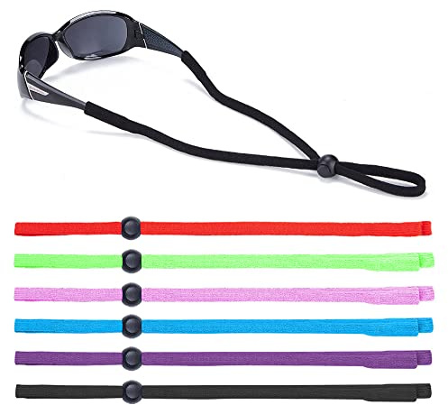 SHINKODA Sport-Sonnenbrillenriemen, Brillenhalter, dehnbares Nylonseil mit Kordelschlössern, verstellbares Brillenband, Umhängeband, universelle Passform, Multipack, einfarbig