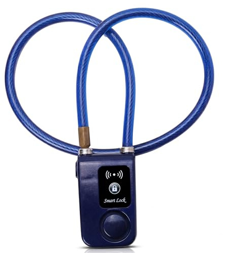 Fahrradschloss, APP-Steuerung Bluetooth Smart Lock Anti-Diebstahl-Alarm Kettenschloss mit 105 dB Alarm für iOS und Android-System, für Fahrrad, Motorrad, (Blau)