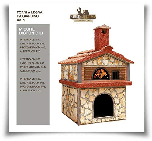 artistica salernitana Forno a Legna da Giardino per Esterno Pizza napoletana (Diametro Interno 120 cm)
