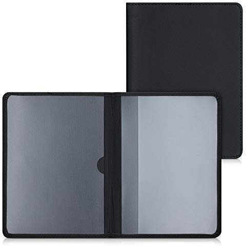 kwmobile Fahrzeugschein Hülle mit Kartenfächern - Kunstleder Tasche für italienische Auto Zulassungsbescheinigung Führerschein Schwarz