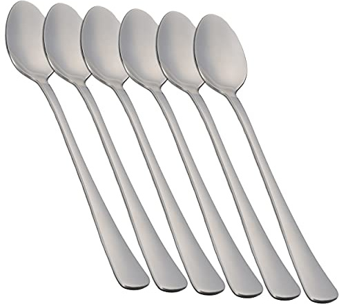 6 Cucharas de batir para Mezclar té Helado, café, cóctel, batido y Bebidas frías Acero Inoxidable 20,7 x 2,9 cm