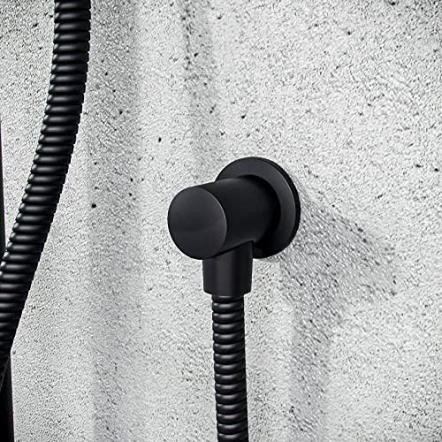 Round Matte Black Wall Mounted Outlet Elbow Shower Hose Concealed Connector Kit
