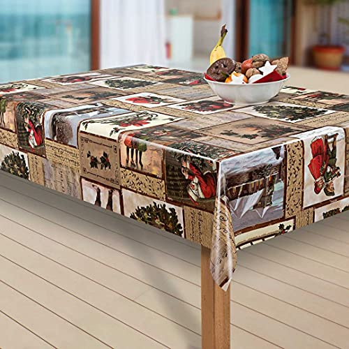 laro Wachstuch-Tischdecke Sterne Weihnachten Weihnachts-Motive PVC Wachstischdecke Eckig Meterware Wasserabweisend Abwischbar |20|, Muster:Weihnachten Santa, Größe:118-140 cm