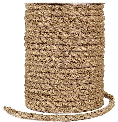 8 mm Juteseil, 30 m dick, starkes Juteseil, Schnur für DIY Katzenkratzer, Gartenarbeit, Bündeln und Basteln Dekoration (braun)