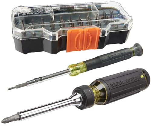 Klein Tools 80066 Precision Driver Kit with Multi-Bit Screwdriver and All-in-One Repair Tool Kit with 39 Bits for Apple Products, 2-Piece