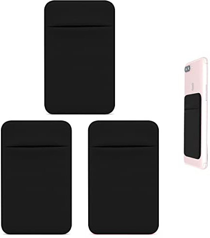 Jagowa 3 Pcs Cell Phone Card Holder Self Adhesive Pocket Sticker Multi-Function Mobile Phone Card Sleeve ID Card Sticker Wallet Case Holder for iPhone Android (Black)