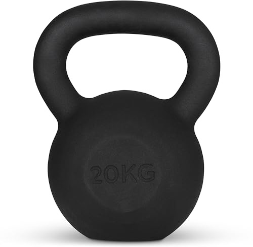 Athlyt gjutjärn kettlebell, 20 kg, svart