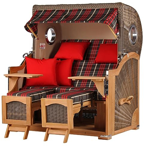bene living Strandkorb-Set Ammersee 2,5-Sitzer Teak - PE grau - Modell 529 - Liftersystem