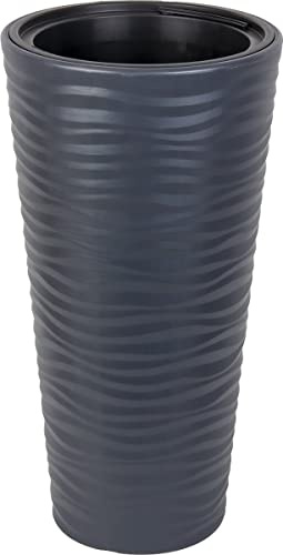 Hoher Blumentopf L Anthrazit Vase 80cm Übertopf für Tür Indoor Outdoor Topf mit Einsatz