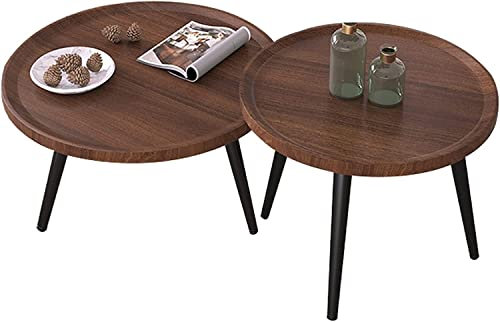 Table Basse gigogne Ronde en Bois, Tables d'appoint de canapé d'appoint Modernes, Tables Basses créatives/Table de Chevet, Ensemble de 2, avec Repose-Pieds réglable, pour Le Salon, la chambr
