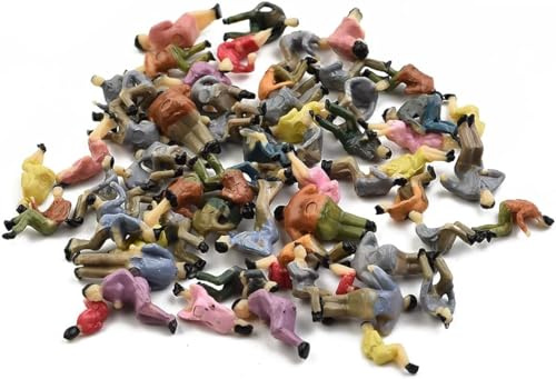 YUETTYY Lot de 60 figurines peintes - Figurines de personnes assises - Figurines peintes à l'échelle 1:87 - Passager à l'échelle HO assis - Figurines et pièces de décoration