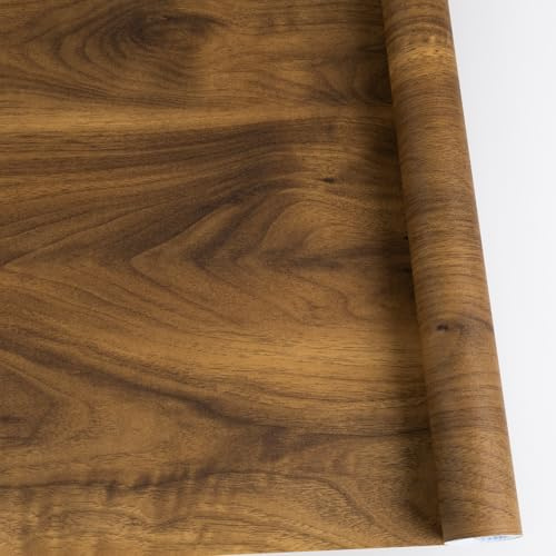 Abyssaly Klebefolie Holzoptik Walnussbraun wasserdicht für Schränke Tische | Selbstklebende Holzoptik-Klebefolie 60x500cm, Abriebfest & Wasserdicht Mit Natürlicher Maserung, Renoviert Möbel ohne Bohren