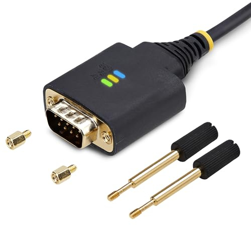 StarTech 1m USB Seriell Kabel, USB-A auf DB9, FTDI (1P3FFCB-USB-SERIAL) | RS232, COM Retention, LED, wechselbare DB9 Schrauben und Muttern, 921, 6 Kbps, ESD-Schutz