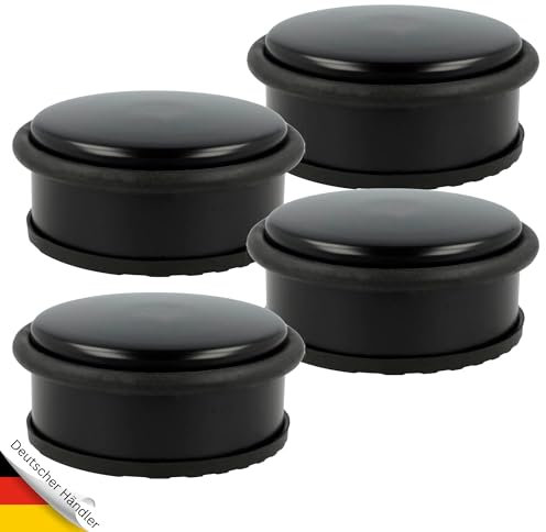 DESIGN türstopper 4er set Schwarz - Türstopper Boden Schwer - 1,2 kg | Door Stopper in modernem Design mit Gummiring zum Schutz der Türen - Tür Stopper