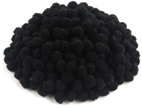 TOAOB 300 Pezzi Pompom per Lavoretti 8mm Pompon Nero | Piccoli Pompom Di Feltro, per Cucito Fai Da Te Decorazioni Festa Artigianato