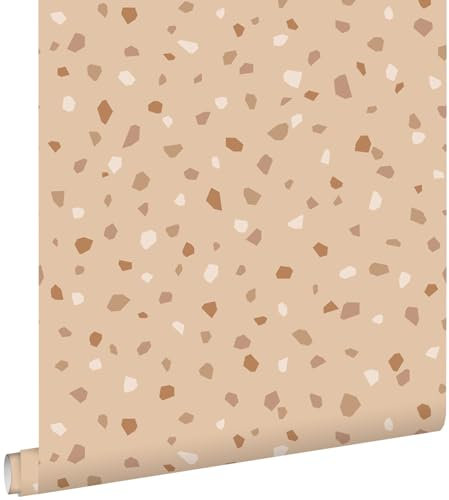papier peint imitation terrazzo beige et terracotta 50 x 900 cm - ESTAhome