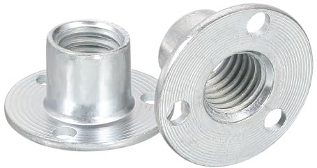 QUARKZMAN Écrou en T pour Trou de Brad M10, 5 Pièces en Acier au Carbone avec Base Ronde à Visser Écrous d'Insertion de Filetage Femelle pour Quincaillerie de Meubles