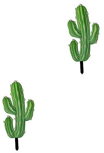 BCOATH 2 Pièces Décoration de Jardin de Cactus décor de Fleurs de Cactus Plantes Usine Faux Cactus piquets de Jardin Piquet Jardin décor de Jardin inséré décor de Piquet de Jardin Métal
