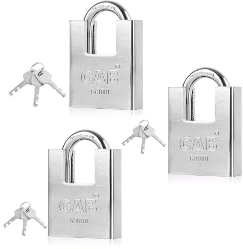 ZOFUN 3 Pcs Heavy Duty Padlocks, 5.8 x 8 cm 3 Keys Per Shed Pad Locks for Locker, Outdoor Padlock Weatherproof, Waterproof Padlocks for Warehouse, Container, Gym Locker, Garage, Shed, Fence
