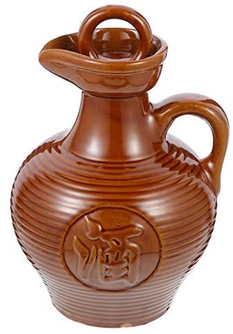 Cabilock Petaca De Cerámica Para Servir Vino Recipiente Portátil Para Vino Para Restaurante y Hogar Capacidad De Jarra Asa