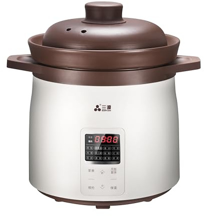 SanYuan 5L Ceramic Rice Cooker and Electric Stew Cooker, 12-in-1 Smart Slow Cooker with Inner Clay Pot, 700W, 24H Timer & Keep Warm, Baby Food Herbal Soup Maker – TGD50-SA21
