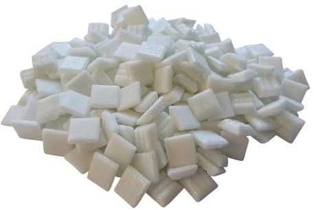 Zimasi Glasmosaik 1x1 cm Weiß 900 g | ca. 1350 Stück, 1x1 cm, Für Erwachsene & Kinder, Robuste Mosaiksteine, Für kreative Projekte